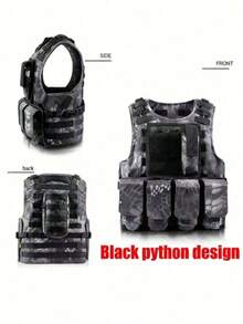 Outdoor Tactical Vest - Multifunctional Protective Tactical Vest, Durable Oxford Fabric Material, Adjustable Shoulder And Waist Straps, Breathable Mesh Back, Quick Release Buckle, Suitable For Bulletproof Plate Design And Multiple Practical Pockets - Black - View 2