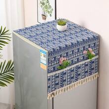 Cotton Linen Fridge Dust Cover With Double Side Pockets Waterproof Anti Dust Refrigerator Top Cover - View 6