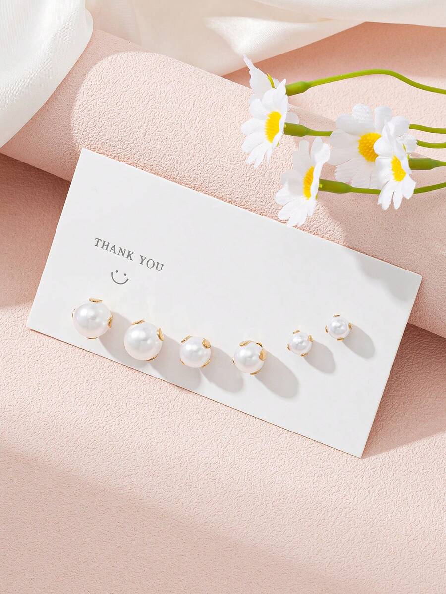 3 Paar minimalistische modische Ohrstecker für Frauen, geeignet für Dates, Partys und den täglichen Gebrauch, Schmuckgeschenk - Weiss - Übersicht 1