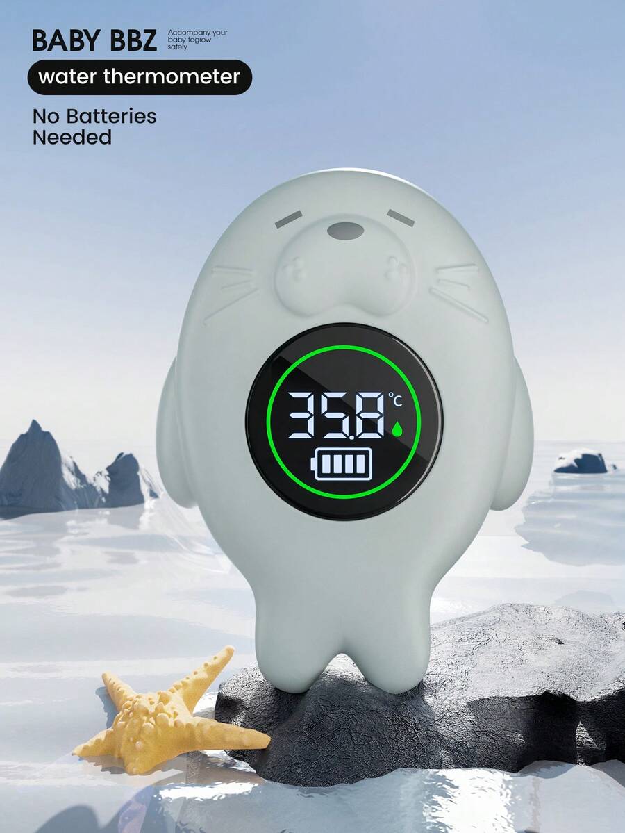 1個海狸設計可充電式數位嬰兒洗澡溫度計，乙烯基材質，可愛風格適用於嬰兒浴盆 - [充電款]水溫計 - 查看 1