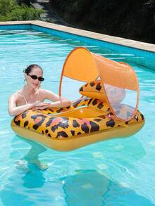 1 pieza Hamaca inflable para adultos, flotador inflable de PVC con estampado de leopardo, silla reclinable inflable, diseño de respaldo de malla, adecuado para piscina, , playa, fiesta temática de verano, flotador inflable, asiento de descanso inflable, objeto flotante inflable, balsa inflable, bomba inflable se vende por separado - estampado de leopardo - Ver 7