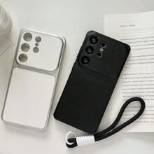 Full Camera Coverage Leather Texture Case For Compatible With Galaxy S26 Ultra Plus, A57. Unisex, Comes With Lanyard. - White - View 2