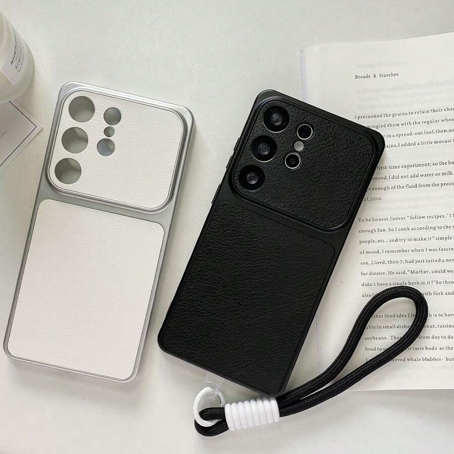 Full Camera Coverage Leather Texture Case For Compatible With Galaxy S26 Ultra Plus, A57. Unisex, Comes With Lanyard.