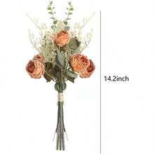 - Juego de ramo de rosas secas naturales de 6 flores, decoracin del hogar de 14 pulgadas, ramo de rosas secas de colores, adecuado para todo tipo de arreglos florales de decoracin de bodas - Color azufaifo - Ver 7