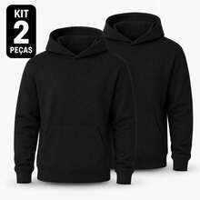 Set Of 2 Plain Kangaroo Jackets, Unisex, Comfortable Basic Winter Warmth - 2 Black - View 1