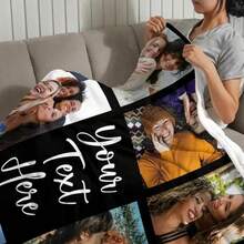 Customized Personalized Photo/Text Flannel Blanket  Gift Father's Day Mother's Day  Valentine's Day  Christmas  Halloween Daily Birthday Wedding Graduation  Anniversary Family Friends Teachers Classmates  Exquisite  Cherished Memories. - Multicolor 9 - View 5