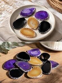 QYDCX 6 Pieces Polished Agate Slices, Non-Drilled Agate Geode Pendants In Various Sizes And Colors, Asymmetric Geode Stones For Home Room Decor, DIY Jewelry & Table Decorations - Multicolor - View 1