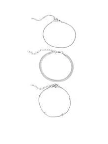 3pcs Stainless Steel Women's Bracelet Set, Multi-Layer Stackable Gold Bracelets, Snake Chain + Thin Chain + Adjustable Design, Light Luxury Minimalist Style Jewelry, Versatile Accessory For Daily Commute, Party, Music Festival, Suitable As Valentine's Day Gift For Girlfriend Or Best Friend - Bracelet - View 5
