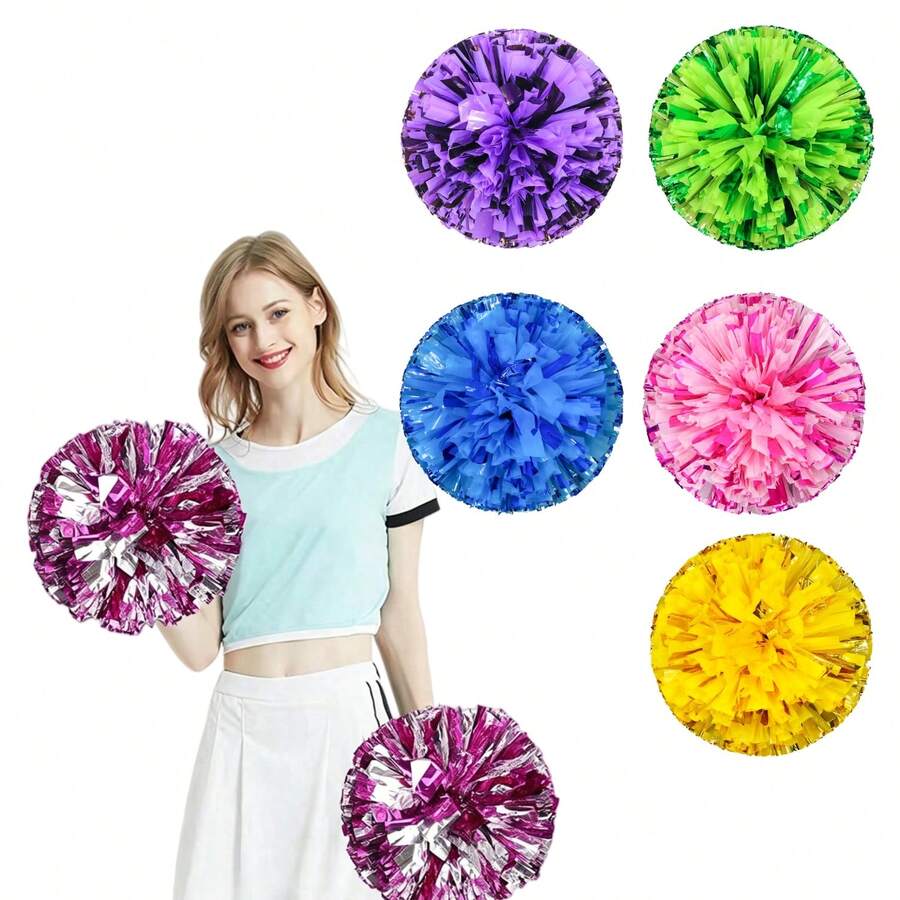 2pcs Clapping Flowers With Handles, Vibrant Gold And Pink Colors, Ergonomic Design With Sturdy Handles, Suitable For Sports, Dance, Cheerleading, Gymnastics, Parades And Rallies, Lightweight And Durable For Indoor And Outdoor Use, Essential For Events And Celebrations - Multicolor - View 1