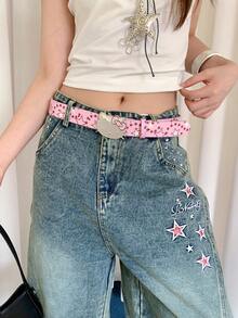 1pc Pink PU Material Women's Cute KT Cat Buckle Niche Belt - Pink - View 5