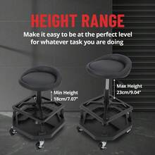 Rolling Garage Stool - Adjustable Height 330LBS Capacity, 360° Swivel Seat,   Double Tool Tray Storage, For Garage, Shop, Auto Repair - None 330 Lbs Round Frame Feet - View 5