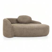 Minimalist Teddy Fleece Sofa With Rounded Design, Softly Padded Couch With Cushions, Versatile For Living Room, Bedroom And Studio. - 棕色 - 查看 11