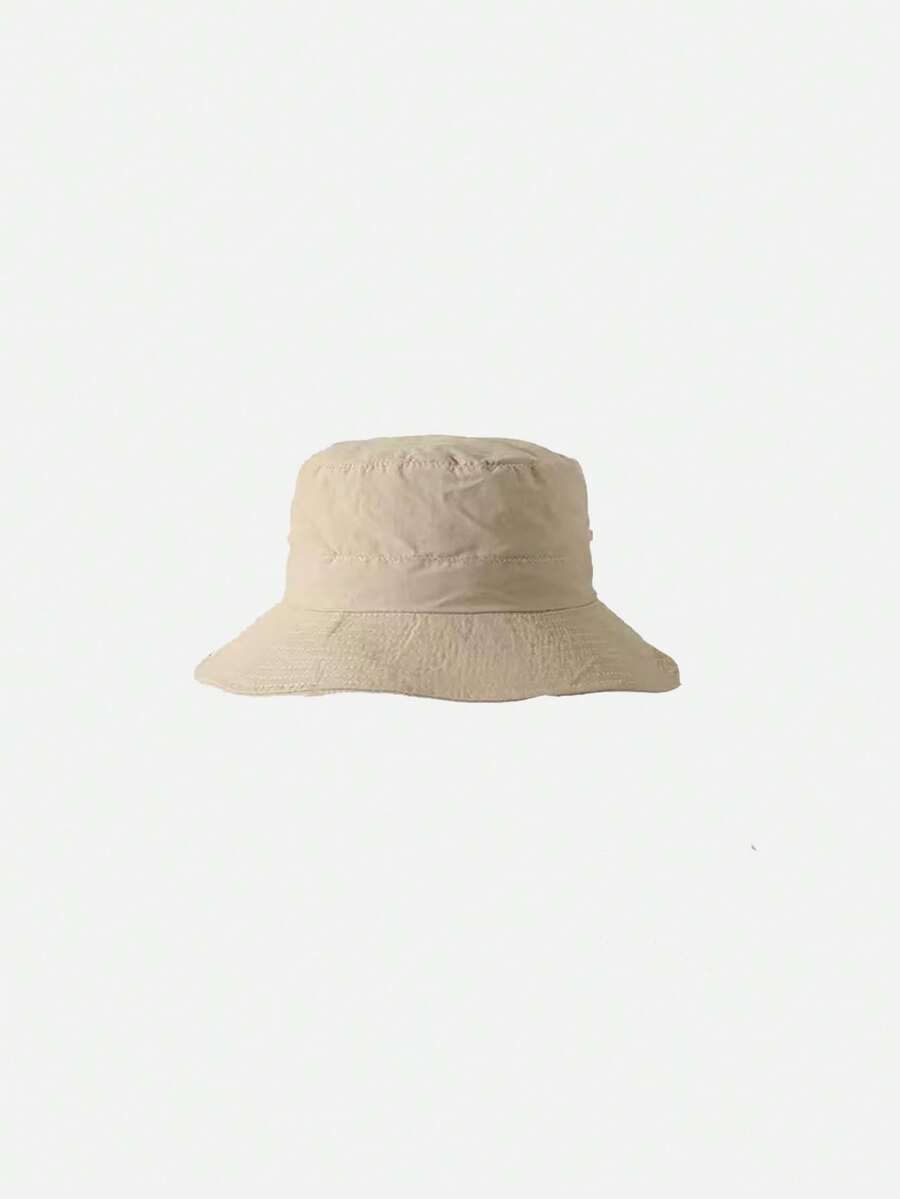 1個中性純色附繩水桶帽,戶外旅行登山攀岩休閒輕便時尚運動遮陽帽,適合所有年齡,夏季防曬 - 卡其色 - 查看 1