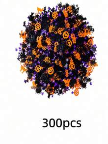 300pcs Halloween Confetti Spider Pumpkin Ghost Witch Shapes, Halloween Candy Party Table Scatter Confetti Gift Decoration - Witch Star Paper Scraps - View 9