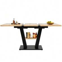 Telescopic Dining Table (118-157*70*75cm), Extendable Table, Kitchen Table, Extends From 118 To 157 Cm Thanks To Internal Extensions, For Kitchen And Living Room, Wood-Colored Dining Table - Natural Color - View 11
