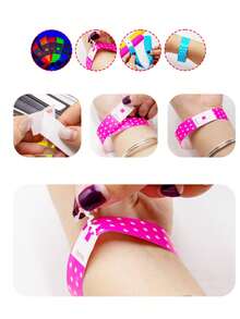 100pcs/5pcs Pack Fluorescent Star Pattern Paper Wristbands - Event Wristbands Decorated With Star Patterns And Printed With Random Numbers. Ideal Party Accessories Suitable For Various Occasions, Including Music Festivals, Concerts, Birthday Parties, Weddings, Party Games, Theme Parties, Back To School Events, Retro Parties, Etc. - One Size Fits All - View 9