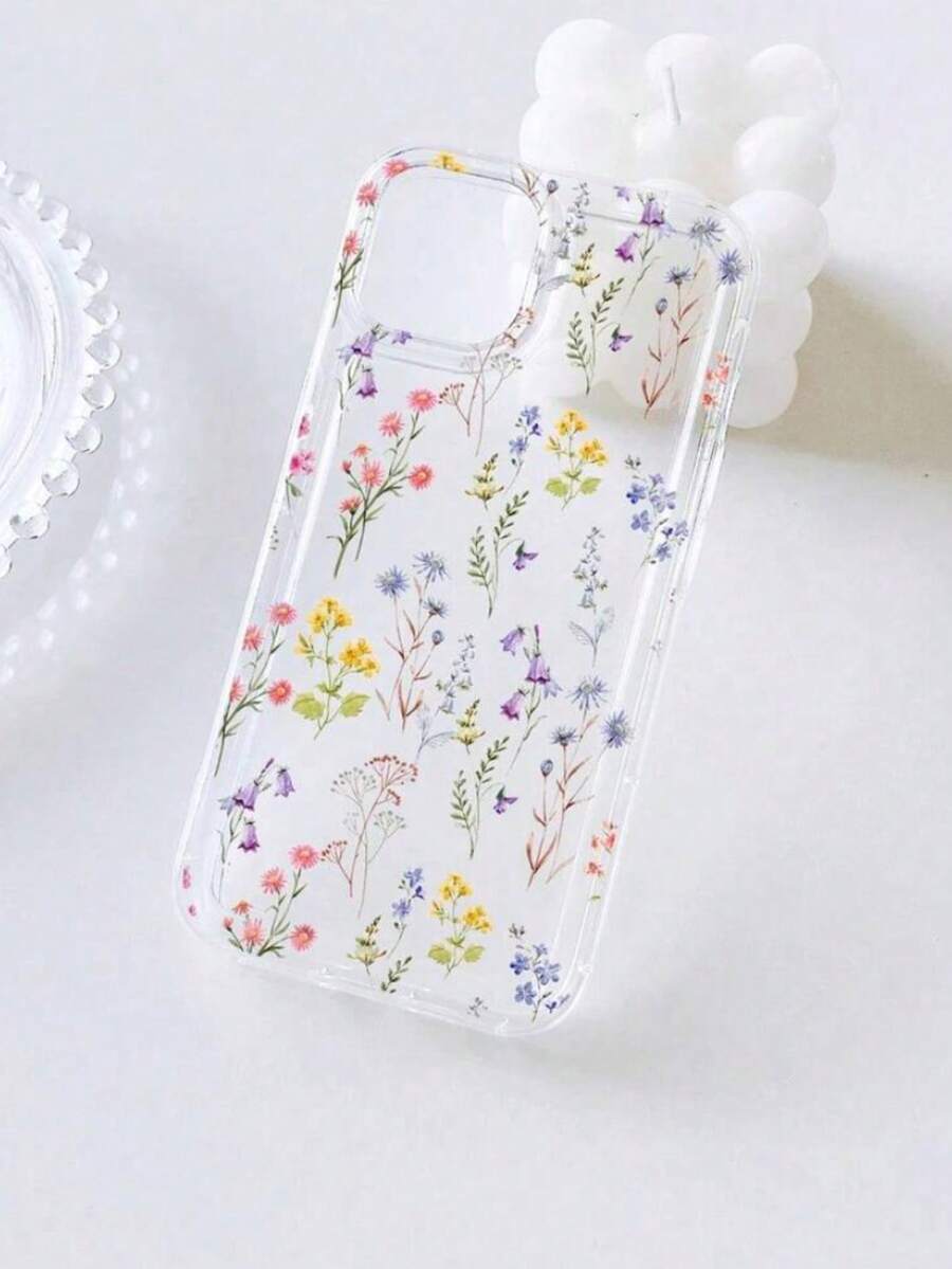 1 Peça Capa de Telefone com Estampa de Flor Compatível com Phone 17 16 15 14 13 12 11 X XR XS Pro Max  capinha phone 15 promax capinha phone 17 pro max capinha phone 16 promax capinha phone 13 pro max brasil masculino e Outros Modelos de Phone, Capa de Telefone Floral para o Dia dos Namorados - Multicolorido - Visão 1