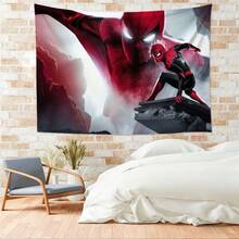 1pcs M Arvel Superhero Series S Pider-Man Theme Tapestry, Superhero Patter Wall Hanging Fabric Poster Cool Comic Art Background Blanket, Modern Home Fashion Decor, For Living Room Bedroom College Dorm Game Room Home Decor Fans Gift - 彩色 - 查看 6