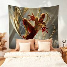 1pcs M Arvel Superhero Series S Pider-Man Theme Tapestry, Superhero Patter Wall Hanging Fabric Poster Cool Comic Art Background Blanket, Modern Home Fashion Decor, For Living Room Bedroom College Dorm Game Room Home Decor Fans Gift - Multicolor - View 3