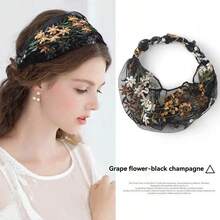 1pc/2pcs Lace Mesh Floral Wide Band Hair Tie, Breathable Face Wash Head Wrap, Simple Grey Hair Cover For Outings, Daily Hair Accessory For Makeup, Washing, Postpartum Hair Care, Multi-Use Headband, Bathroom Hair Accessory, Headscarf, Hair Band - Lace Mesh - View 1