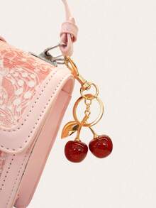 1pc Cherry Pendant, New Large Cherry Crystal Pendant, Keychain Pendant, Shiny Cherry Clip-On Charm For Bags, Made Of Sparkling Resin And Metal, Suitable For Women's Wallets And Handbags, Cute Cherry Bag Charm, Fashionable Decoration, Exquisite Accessory For Your Daily Life, Gift For Women And Girls - Red - View 3
