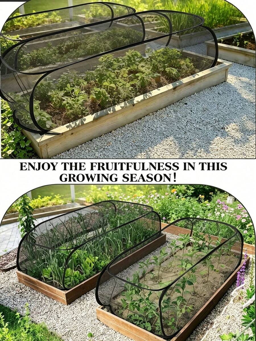 1pc Foldable Pop-Up Mesh Plant Greenhouse Cover, Durable Material, Animal And Insect Barrier Net For Raised Beds, Suitable For Fruits, Vegetables And Seedlings, Reusable, For Garden, Patio, Balcony, Heavy Duty Reusable Insect Barrier Net For Greenhouse And Daily Plant Care - Multicolor - View 1