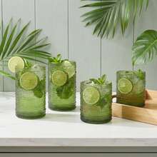 Tomnk 12-Piece Hobnail Drinking Glasses Set, 12oz & 10oz Clear Embossed Tumblers - Highball And Cocktail Glassware For Bar, Kitchen, Whiskey, Beer, Juice, Milk, Ideal Mother's Day Gift - màu xanh lá - Xem 4