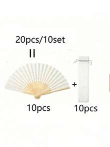 紙與竹製折扇禮品袋與感謝卡套組，新娘竹製手持折扇，單身派對婚禮新娘洗禮裝飾，單身派對拍照道具，婚禮裝飾，派對與活動，完美夏季配件，女士折扇 - 白色 - 查看 21