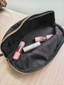 SkinCeuticals Black Makeup Bag, Layered Design Makeup Brush Storage Bag, Portable And Lightweight, Women's Luxury Travel Makeup Bag, Multi-Functional Storage, Suitable For Birthday Gift - Black - View 7