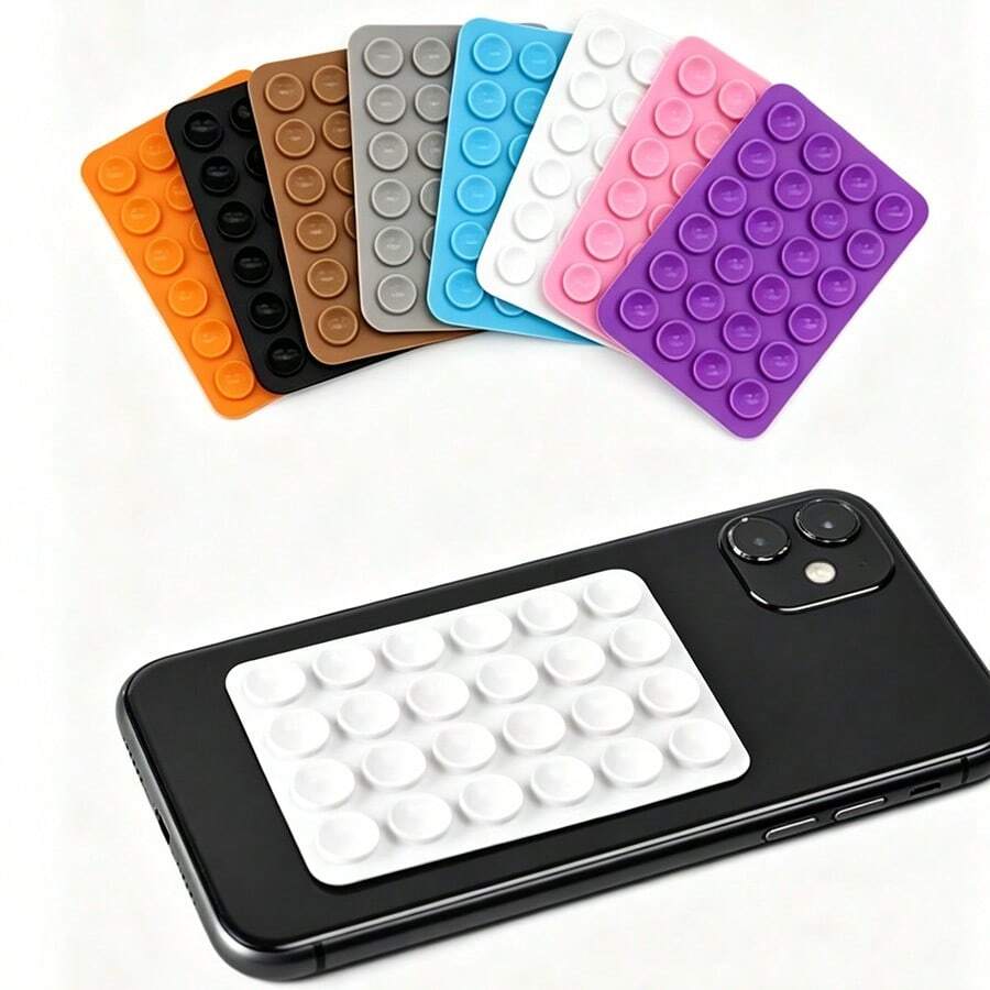 8pcs Random Color Durable & Easy To Use, No Battery Required, Secure Grip, Multi-Functional Adhesive Phone Holder With Reusable Silicone Suction Cups, Suitable For Hands-Free Viewing, Self-Adhesive Wall Mount, No Drilling Required, Applicable For Gym, Kitchen, Bathroom - Multi-Functional Secure Smartphone Holder