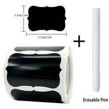 300/120 Stück schwarze PVC-Etiketten, handbeschriftbar, abnehmbare Kreidetafelaufkleber mit abwischbarem Stift, wasserfeste Kreidetafeletiketten – abnehmbar, wiederverwendbar, wasserfest und rückstandsfrei. Ideal für die Organisation und Beschriftung in der Küche. - mehrfarbig - Übersicht 7