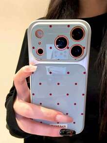 藍色背景紅色波點手機殼，相容 iPhone 17 Pro Max，全新玻璃大窗設計，優雅 16 Pro，防震 15 Pro Max，創意 14 Plus，可愛 13 - 藍色 - 查看 2