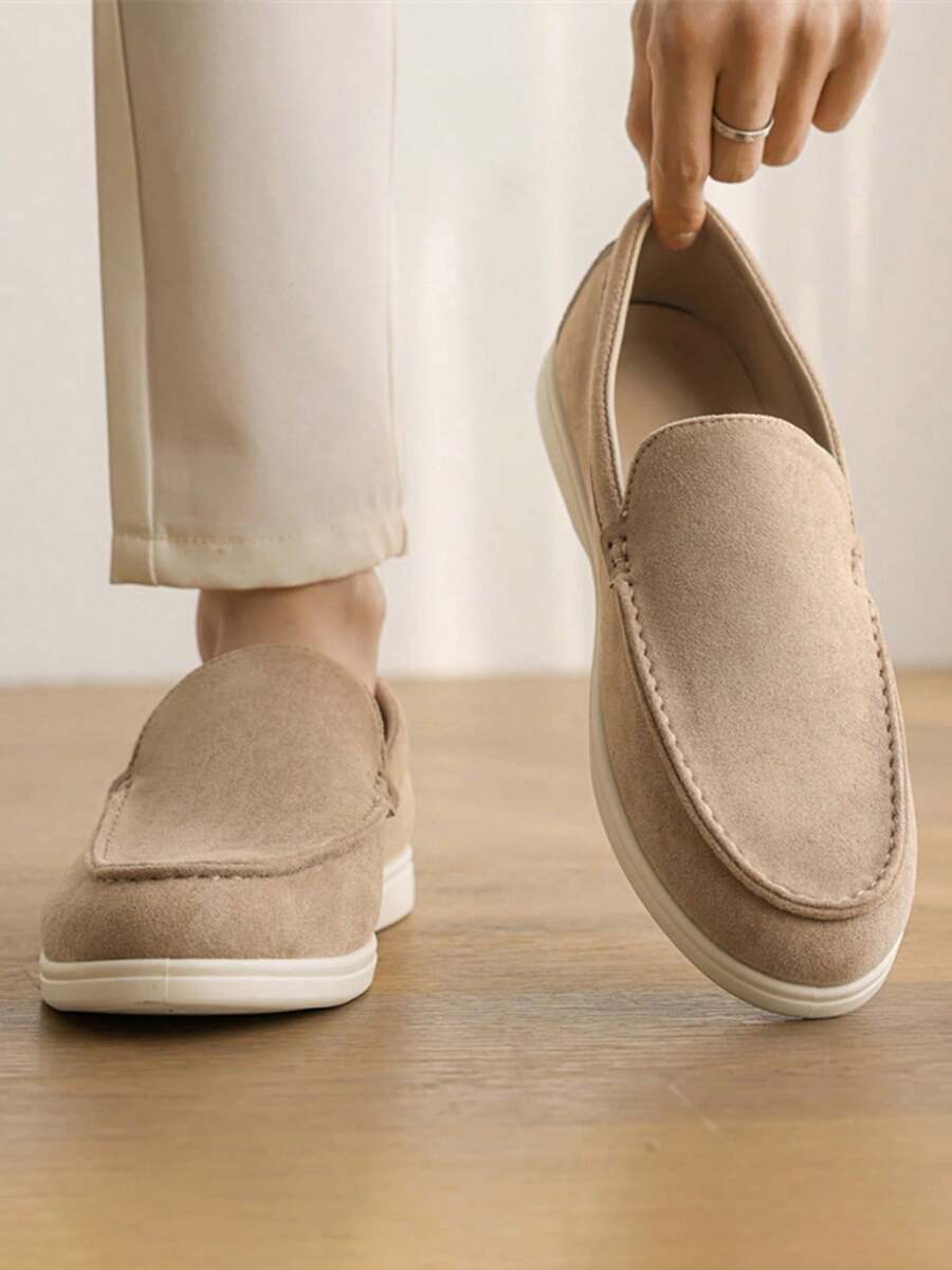 Giày Loafers Nam Da Lộn, Màu Be, Phong Cách Anh Quốc, Giày Đi Bộ Xỏ Chân Casual, Giày Loafers Sang Trọng, Giày Tây Bệt Công Sở Casual Cho Nam - Màu be - Xem 1