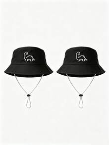 1pc/2pcs Kids Dinosaur Pattern Bucket Hat, Solid Color Sun Protection Hat, Suitable For Outdoor Sun Protection And Daily Casual Wear - Multicolor - View 37