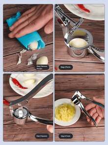 1 Piece Multifunctional Aluminum Alloy Garlic Press, Manual Garlic And Ginger Crusher, Kitchen Utensils, Easy To Use, Sturdy Structure, No Electricity Required, Manual Garlic Chopper For Garlic, Chili, Onion, Salad, Kitchen Tool - Multicolor - View 8