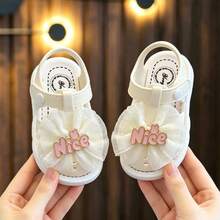 Sandalias de verano con suela suave y transpirable para niñas pequeñas, zapatos para caminar para bebés e infantes - Blanco - Ver 1