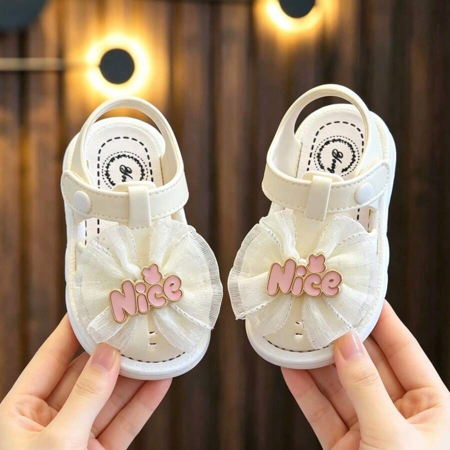 Sandalias de verano con suela suave y transpirable para niñas pequeñas, zapatos para caminar para bebés e infantes - Blanco - Ver 1