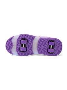 Girls 4-Wheel Roller Shoes, New Style Children's Roller Sports Shoes, Fashionable Rotating Buckle Adjustable Roller Skates, PU Leather Lightweight Durable Hidden Roller Shoes, All-Season LED Light-Up Shoes, USB Rechargeable With Light Switch, Detachable Wheels, 2-In-1 Roller Skates, Inline Skates, Sports Shoes With Wheels - Purple - View 10