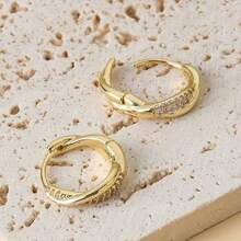 1 Pair, Premium Three-Layer Circle Stud Earrings For Women - Perfect Gift For Holidays, Birthdays, And Special Occasions - Golden Twisted - View 3