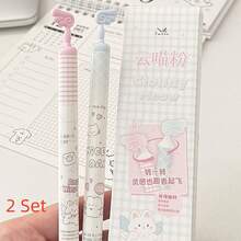 [Back To School]4Pcs/2Pcs/1pc Cloudy Meow Cat Gel Pens, Rotating Angel Wing Top, 0.5mm Black Ink, Cute Kawaii Cartoon Retractable Pens, Aesthetic School Supplies For Students - Cloud Cat Powder - View 12