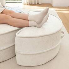 Round Beige Sofa With 5 Cushions And Pouf, Ideal For The Living Room And Bedroom. - Beige - View 8