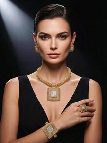 Jewelry Women Gold Necklace Wedding Anniversary Celebrations Jewelry Set Attend Important Events Traditional Bridal Earrings Rings Bracelets Charm - Jewelry Set - View 11