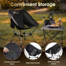 Moon LENCE - Silla de Camping portátil Plus Comodidad y tamaño mejorados compacta y Ligera Silla Plegable para mochileros y Senderismo Capacidad de 350 Libras 2 Unidades Color Negro - Paquete de 2 unidades negras Plus - Ver 7