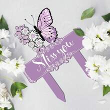 Nouveau piquet commémoratif en acrylique, décoration de jardin de cimetière, plaque hommage pour site de tombe, décoration de jardin - A - Voir 6