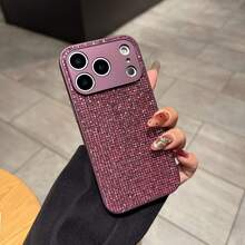1pc Luxury Glitter Rhinestone Phone Case Compatible With Apple 17 Pro Max/16/15 Pro/14/13/11, Full Coverage, Premium Style For Women - Purple - View 1