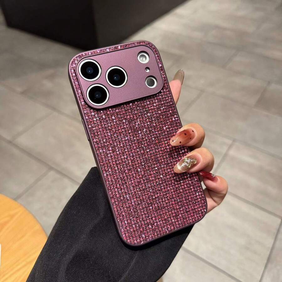 1pc Luxury Glitter Rhinestone Phone Case Compatible With Apple 17 Pro Max/16/15 Pro/14/13/11, Full Coverage, Premium Style For Women - Purple - View 1
