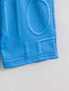 Boys' Casual Fashionable Colorblock Hooded Short Sleeve Top And Shorts 2 Pieces Set With Hanging Bag, Spring/Summer - Blue - View 8