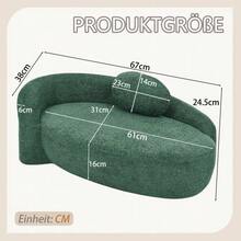 Minimalist Teddy Fleece Sofa With Rounded Design, Softly Padded Couch With Cushions, Versatile For Living Room, Bedroom And Studio. - 綠色 - 查看 2