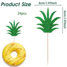12/24 pièces Décorations de Cupcake Feuilles d'Ananas Vertes Pailletées Pics à Gâteau Feuilles de Palmier Tropicales Scintillantes pour Fête Hawaïenne Luau Été Plage Décorations de Dessert Fournitures de Pâtisserie - feuilles d'ananas - Voir 11