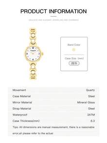 Coach IRIS Elegant C-Link Chain Bracelet Watch Round Face Quartz Watch For Women Minimalist Dressy Wristwatch - Gold - View 7